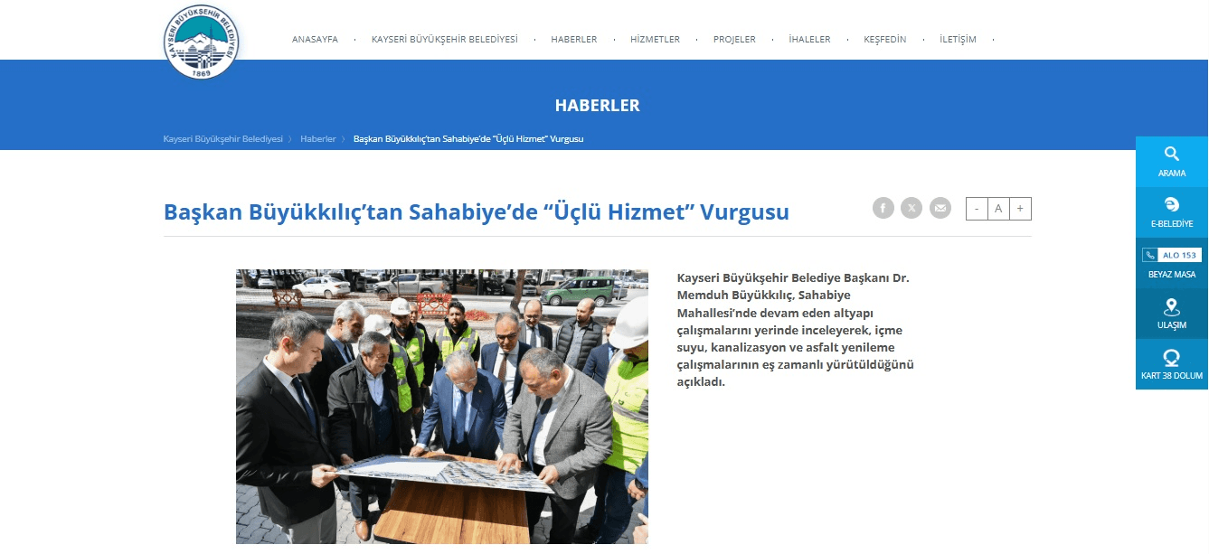 Başkan Büyükkılıç’tan Sahabiye’de “Üçlü Hizmet” Vurgusu